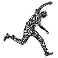 Typography Man In Motion Silhouette vector