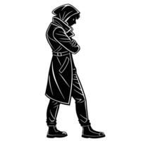 Silhouette Of Hooded Figure With Folded Arms vector