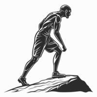 Silhouette Of Man Climbing On The Rock vector