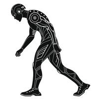 Walking Black Silhouette Robot Graphic Design vector