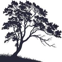 Tree Silhouette With Grass Art vector