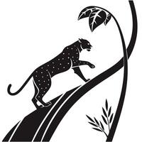 Illustration Of Leopard On Branch vector