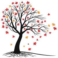 Autumn Maple Tree With Falling Leaves vector