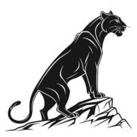 Black Panther On Rocks On White Background vector
