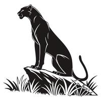 Black Panther Illustration On A Rock vector
