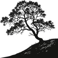 Black And White Tree Silhouette On White Background vector