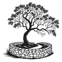 Black And White Blooming Tree vector
