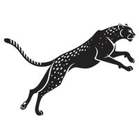 Black Cheetah Silhouette Leaping Forward Design vector