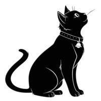 Black Cat Sitting Illustration vector