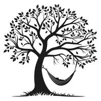 Black Tree With Hammock Design vector