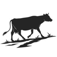 Cow Walking Silhouette On Grass vector