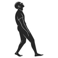 Contemplative Man Silhouette Walking Upward Gaze vector