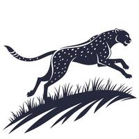 Cheetah Leaping Over Grass Icon Design vector