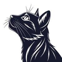Elegant Black Cat Looking Up Illustration vector