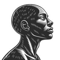 Engraved Monochrome Portrait Of An African Woman vector