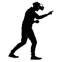Man Silhouette Using Virtual Reality Headset vector