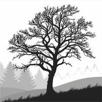 Monochrome Tree Silhouette Landscape Image vector