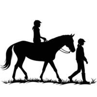 Horseback Riding Lesson Black Silhouette vector