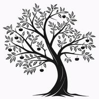 Fruit Tree Silhouette With Apples vector