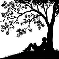 Man Reading Book Under The Tree vector