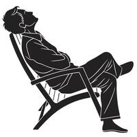 Man Relaxing In Deck Chair Silhouette vector