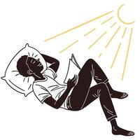 Man Reading Book In Sunlight vector