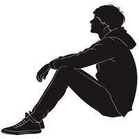 Man Sitting Silhouette Illustration Graphic vector