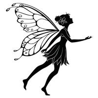 Fairy Silhouette With Flower And Wings vector