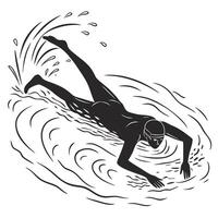 Monochrome Silhouette Of A Swimmer vector