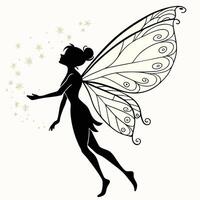 Fairy Silhouette With Star Dust Pattern vector