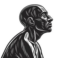 Man In Profile Black And White vector