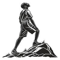 Man Climbing Rock Black And White vector