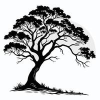 Silhouette Of A Bending Tree vector