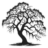 Silhouette Of A Weeping Willow Tree vector
