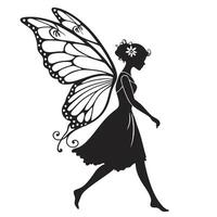 Silhouette Of A Fairy With Butterfly Wings vector