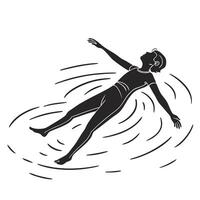Person Floating In Water Silhouette vector