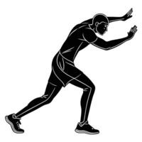 Runner In Pushing Starting Position Silhouette vector