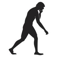 Pensive Man Walks In Silhouette Design vector