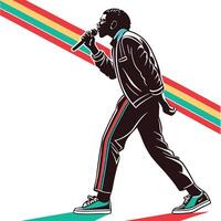 Retro Singer Performing With Microphone vector