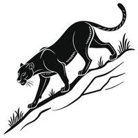 Panther Illustration On Tree Branch vector