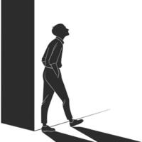 Person Silhouette Gazing Upward In Awe vector