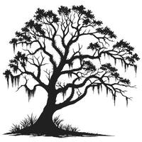 Silhouette Of An Oak Tree vector
