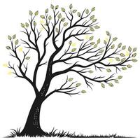 Silhouette Tree With Yellow Leaves Design vector