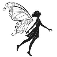 Silhouette Of A Delicate Winged Fairy vector