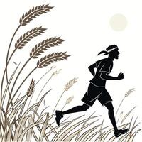 Silhouette Runner Running Through Field Illustration vector