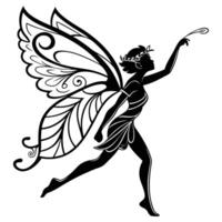 Silhouette Of A Winged Fairy Character vector