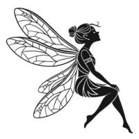 Silhouette Of A Winged Fairy Sitting vector
