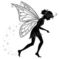 Silhouette Of Fairy Walking With Stars vector
