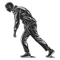 Silhouette Of Exhausted Man Bending Over vector