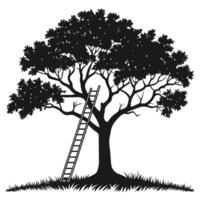 Tree And Ladder Silhouette Illustration vector
